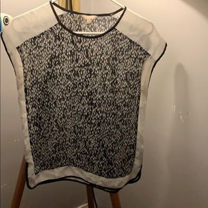Banana Republic sheer black and white blouse